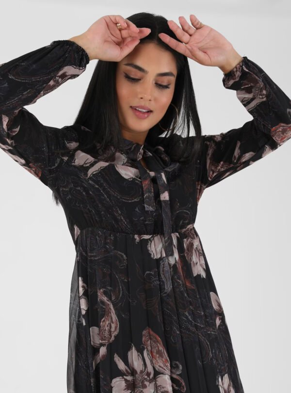 z-serena-cicek-desen-piliseli-sifon-elbise--siyah-8243620-62a82ba4794f5 Modest Dress - In Style New